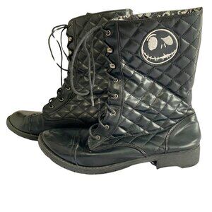 NIGHTMARE BEFORE CHRISTMAS DISNEY BLACK QUILTED LACE UP BOOTS - 10